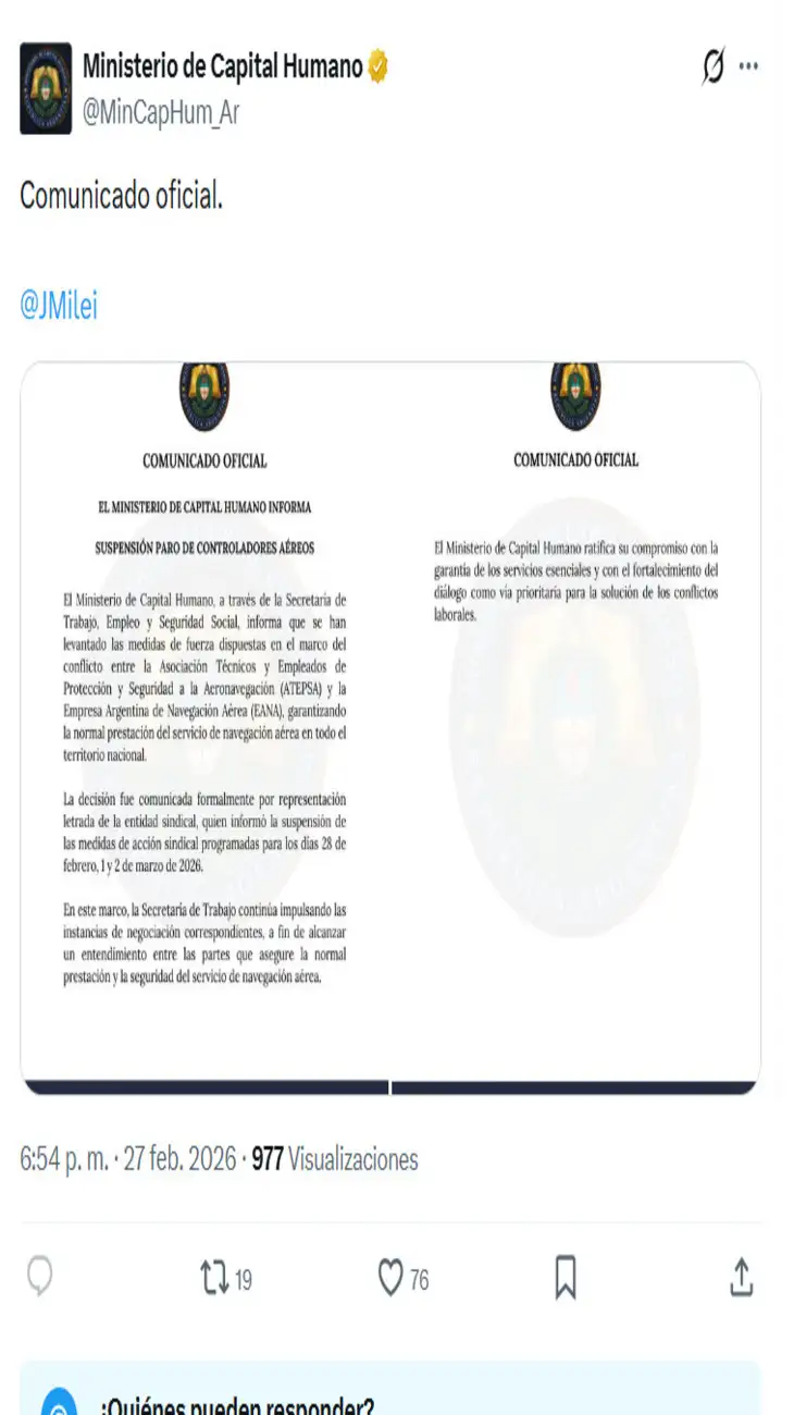 Posteo Ministerio de Capital Humano