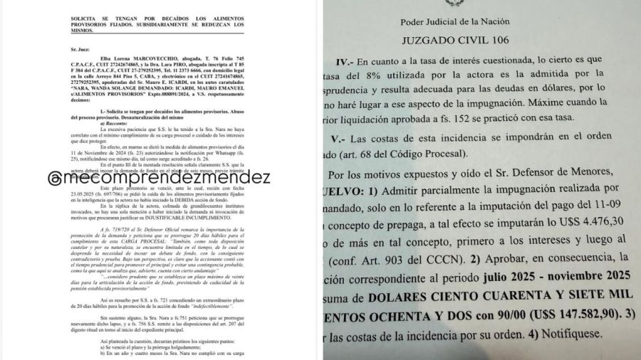 Archivo judicial en contra de Wanda Nara