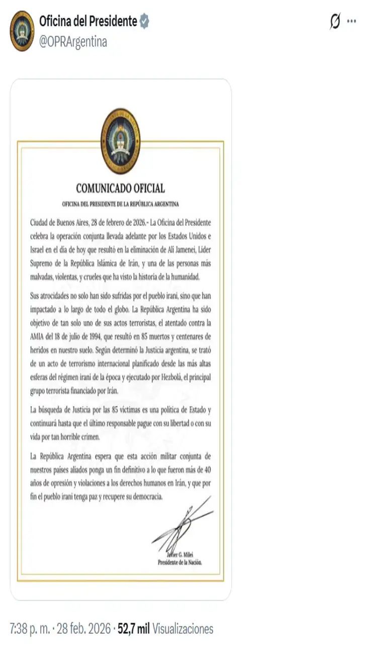 Comunicado Oficina del Presidente