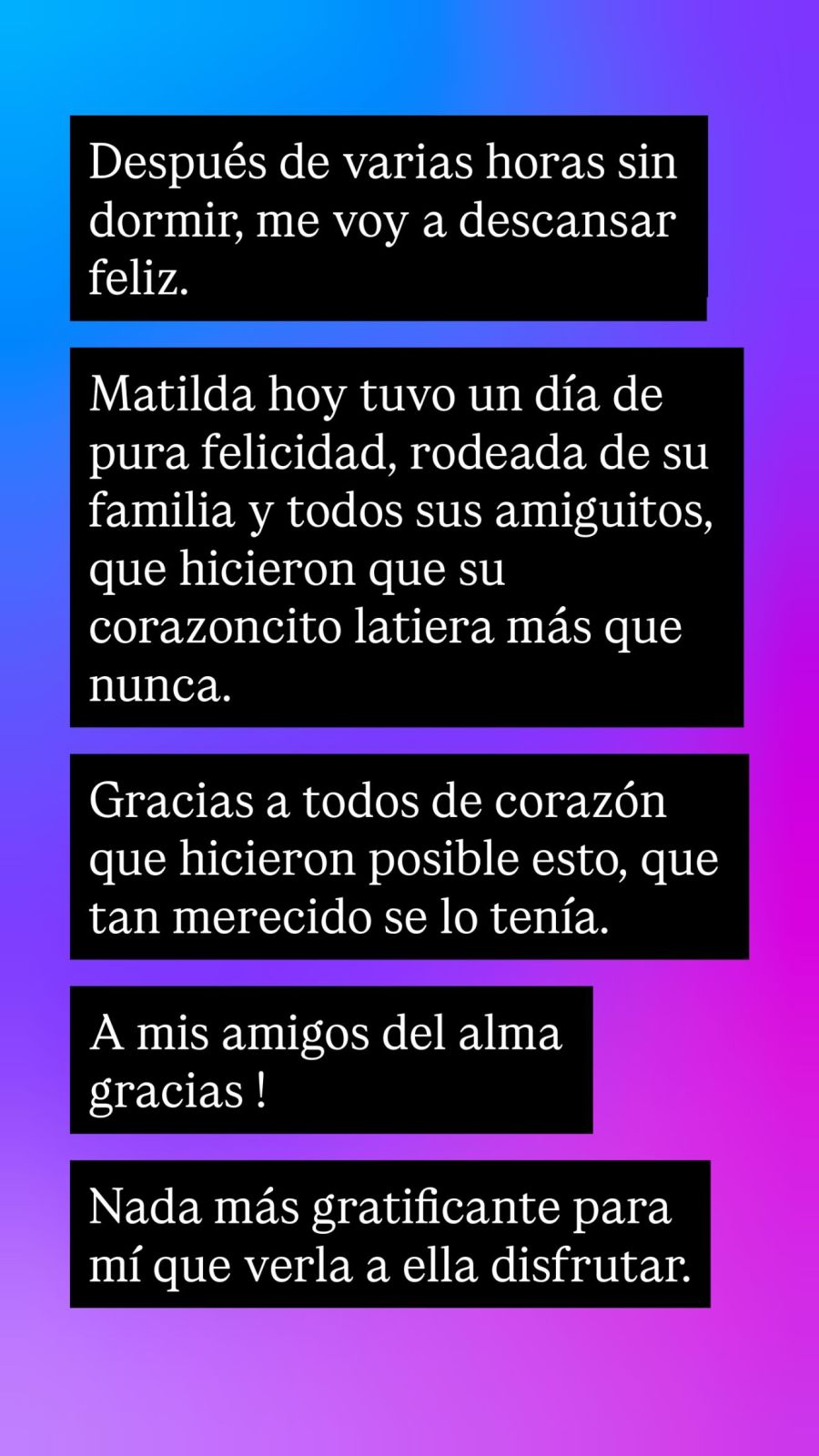 Cumpleaños de Matilda, la hija de Luciana Salazar