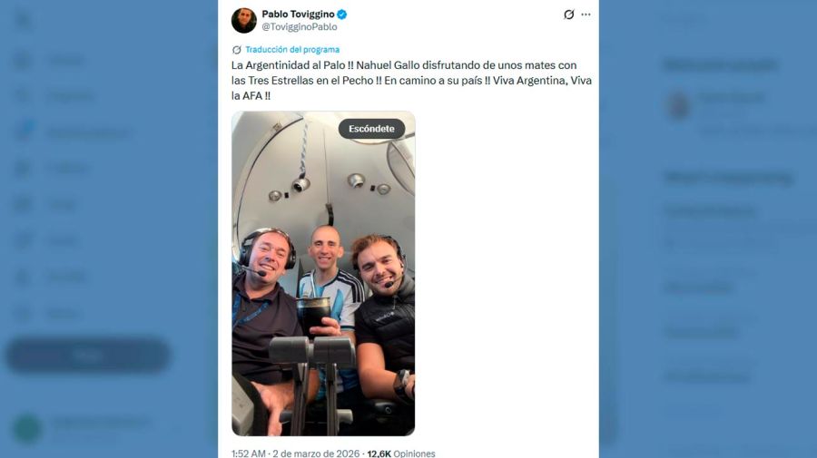 Posteo de Pablo Toviggino en X