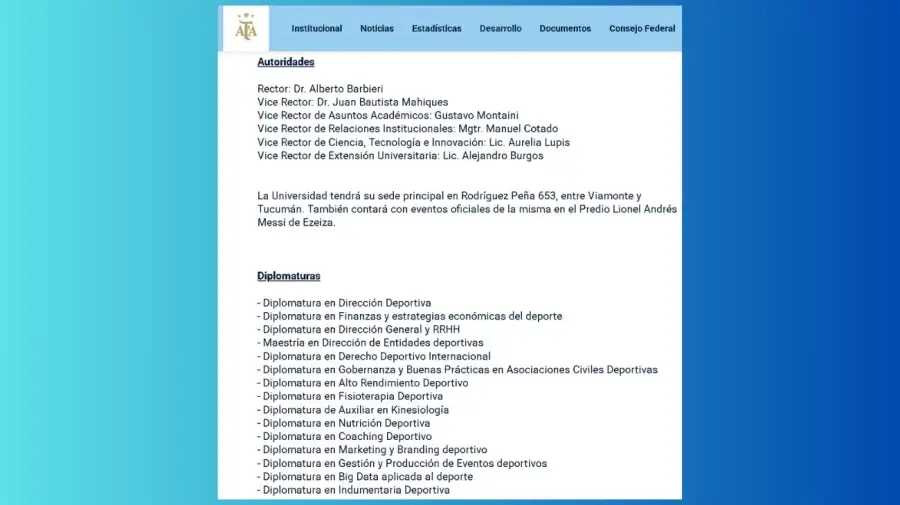 Autoridades de la Universidad de la AFA