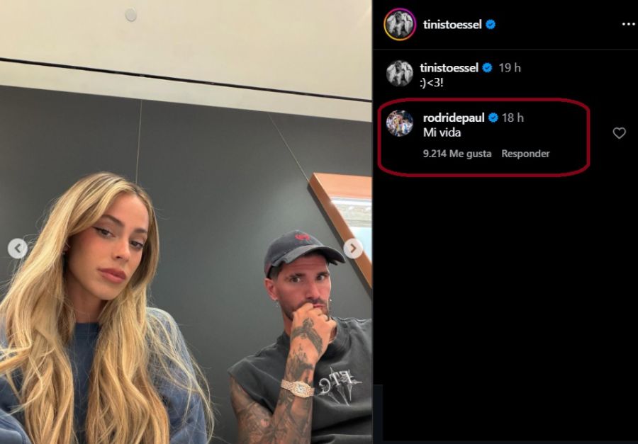 Comentario de Rodrigo de Paul a Tini Stoessel