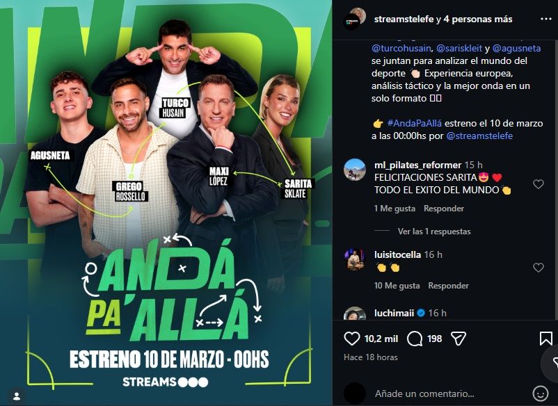 Integrantes del programa Andá pá allá en Streams Telefe