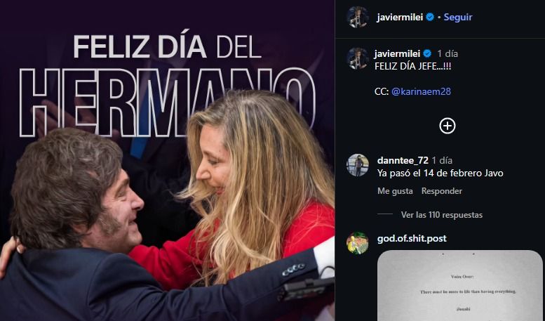 Javier Milei y Karina Milei