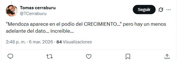 Cornejo destacó como positiva la baja de empleo registrado en Mendoza y tuvo centenares de respuestas negativas.