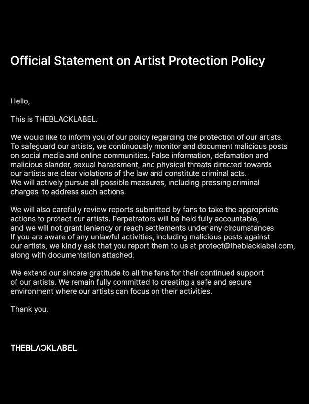 Comunicado de THE BLACK LABEL