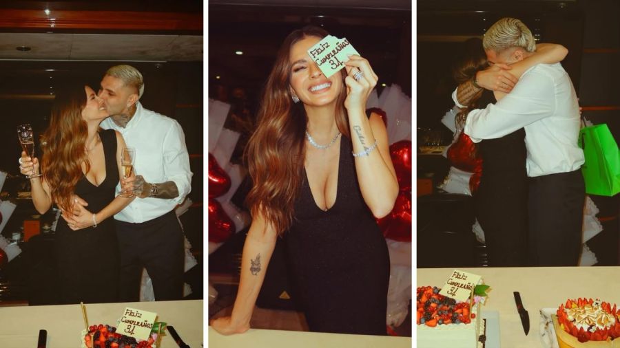 Mauro Icardi junto a la China Suárez en el cumpleaños de la actriz