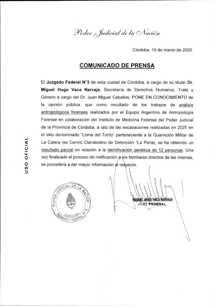 Comunicado del juzgado