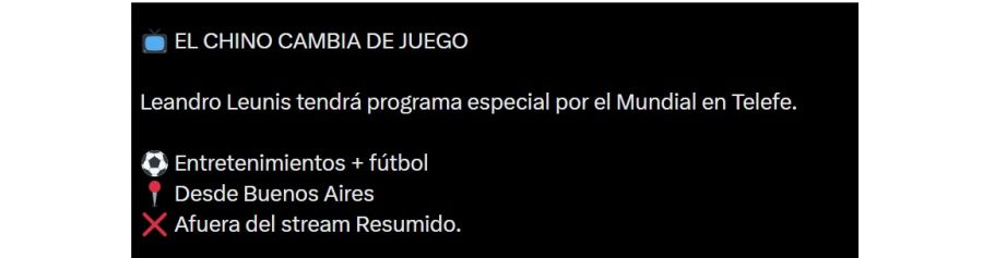 El Chino Leunis tendrá nuevo programa