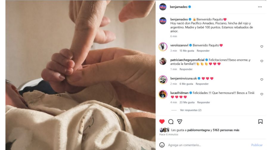 Nació el segundo hijo de Benjamín Amadeo