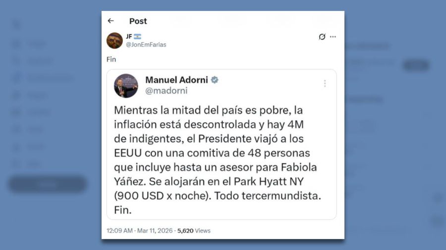 Posteo sobre Adorni 11032026