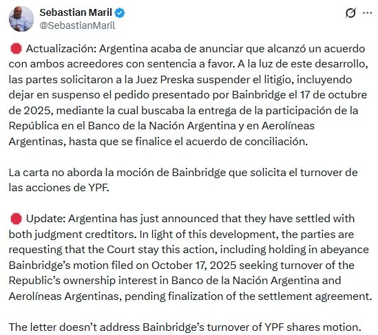 Actualización de Maril sobre el acuerdo