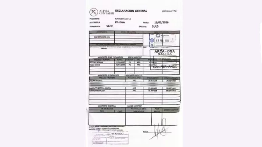 Vuelo de Manuel Adorni