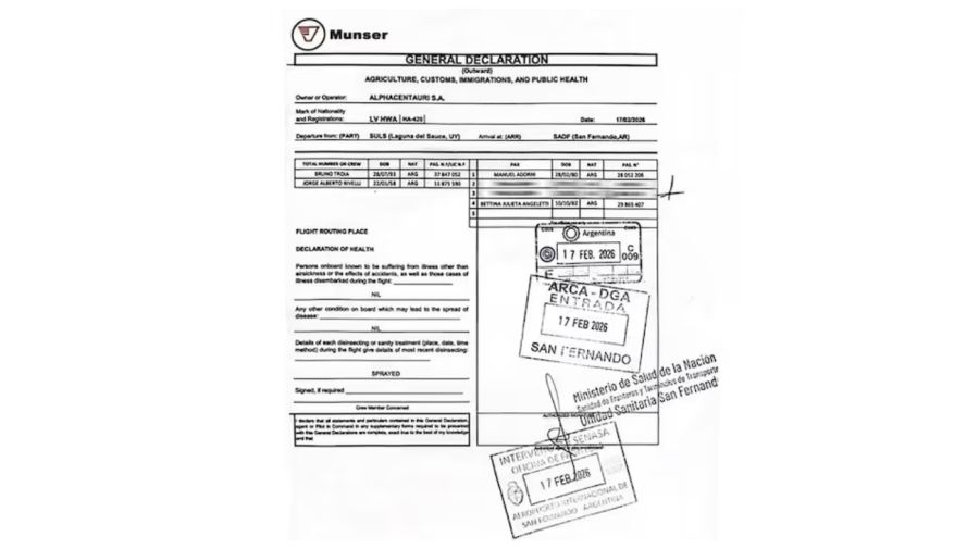 Vuelo de Manuel Adorni