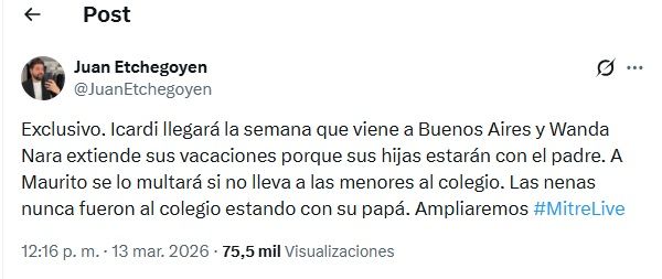 Aseguran que Mauro Icardi regresa al país