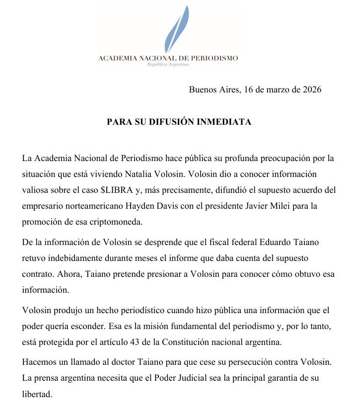 comunicado de la academia de periodismo