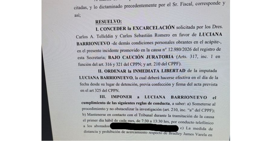 Ordenaron la libertad de Luciana Martínez