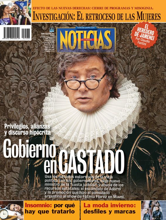 Tapa Noticias: Milei encastado