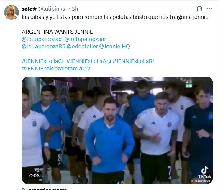 Los fans argentinos quieren a Jennie de BLACKPINK en Lollapalooza 2027