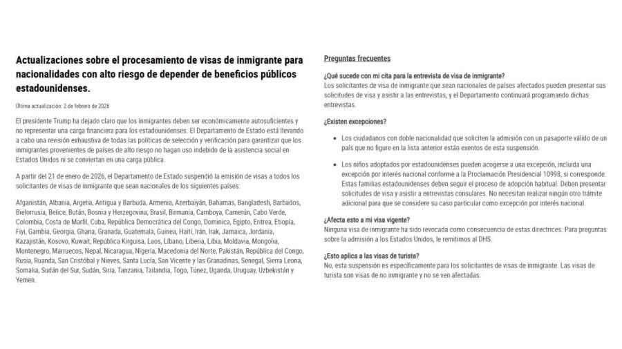 Actualizaciones sobre el procesamiento de visas de inmigrante 19032026