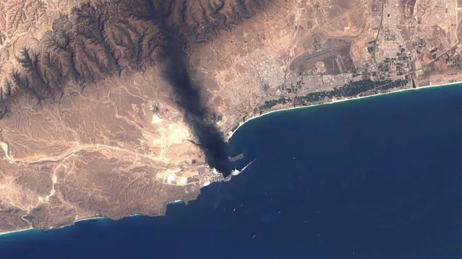 Imágen satelital de las consecuencias de la guerra de Irán 20032026