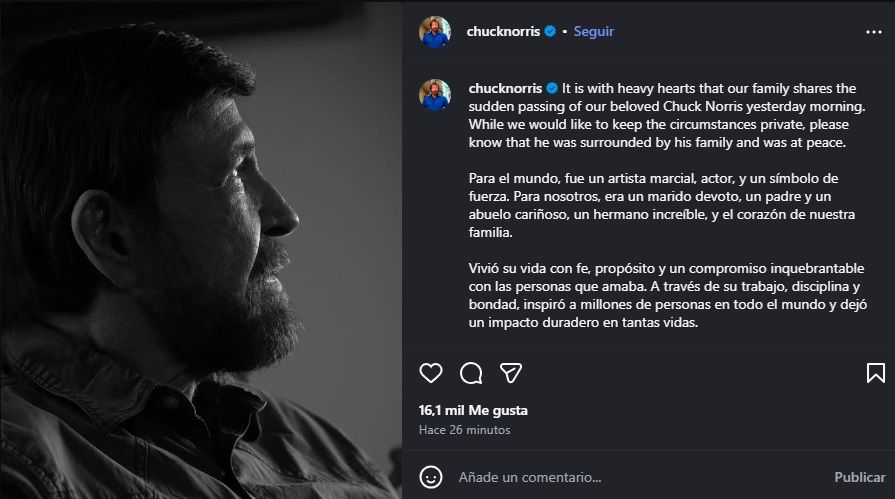 Murió Chuck Norris