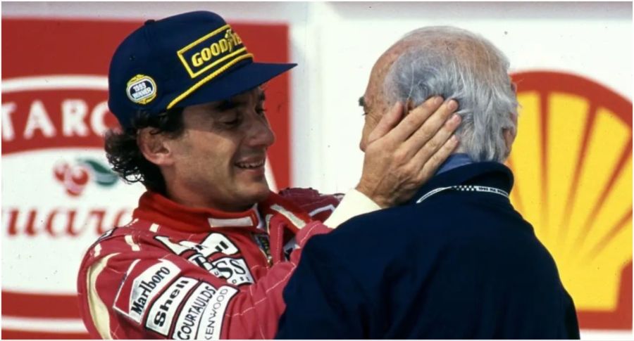 Ayrton Senna y Juan Manuel Fangio