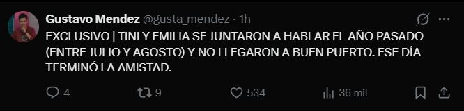Así fue la reunión entre Tini Stoessel y Emilia Mernes en medio de su enemistad