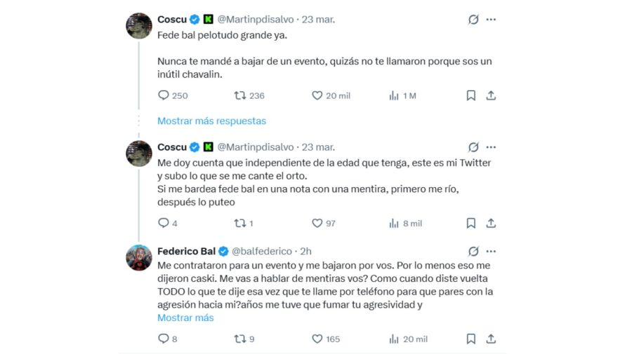 Coscu y Federico Bal reavivaron su pelea