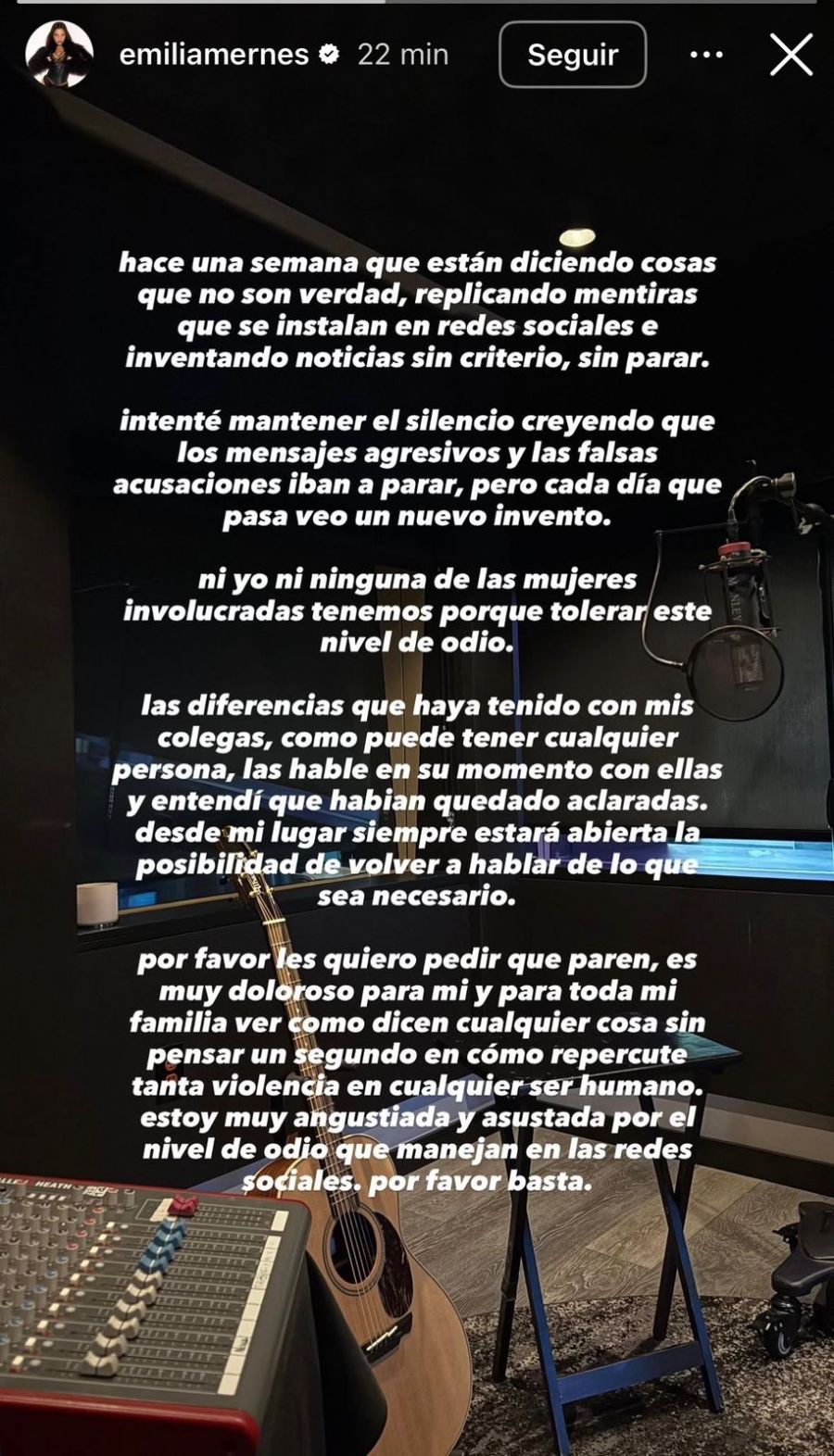 El descargo de Emilia Mernes