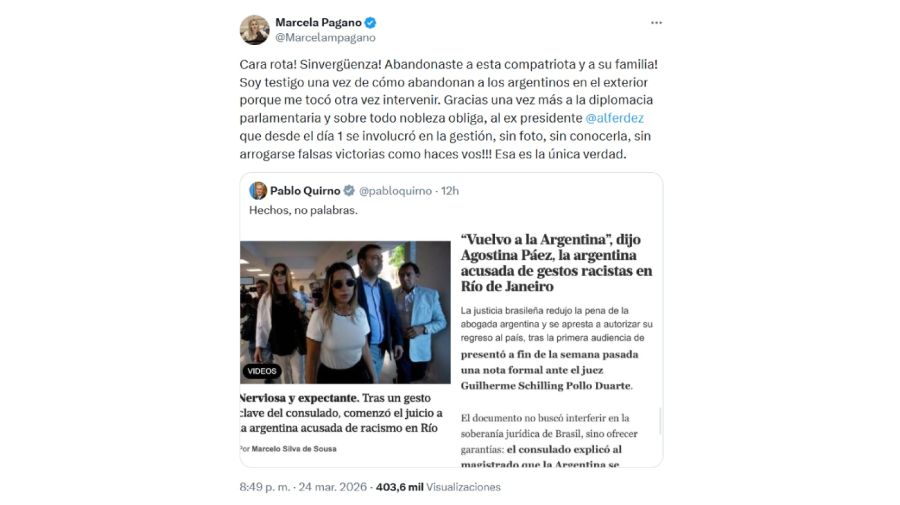 Tweets sobre el caso Agostina Páez