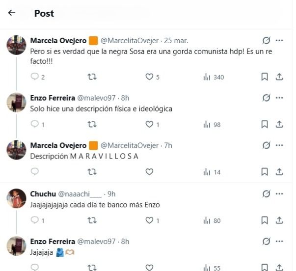 Comentario de Enzo Ferreira contra Mercedes Sosa