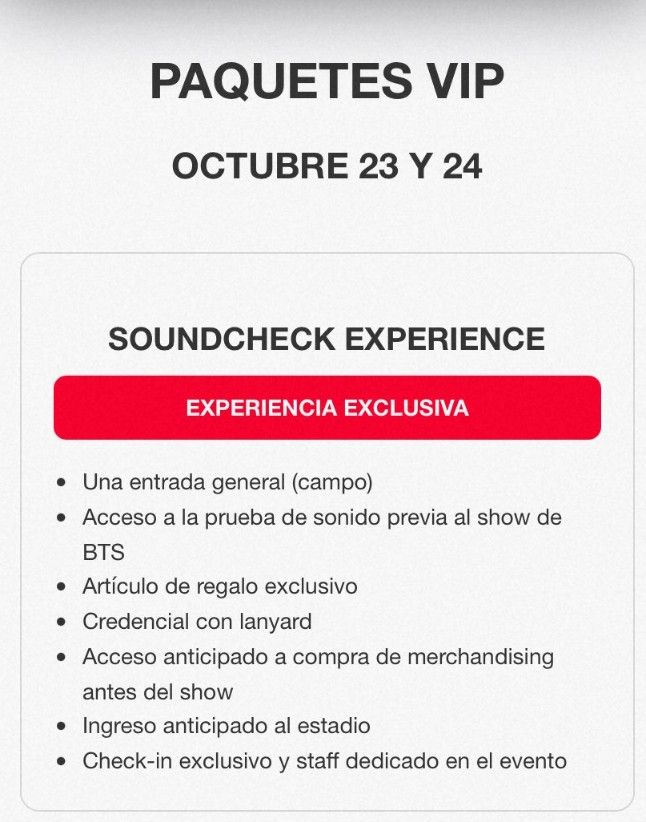 Paquetes VIP para ver a BTS en Argentina