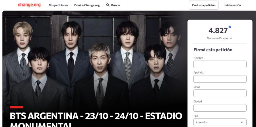 Petición de ARMY para que BTS toque en River