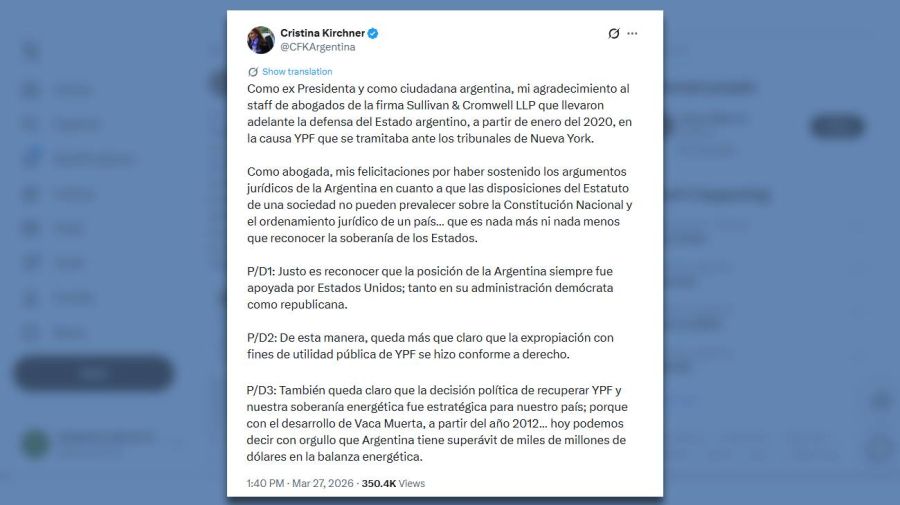 Posteo Cristina Kirchner 27032026