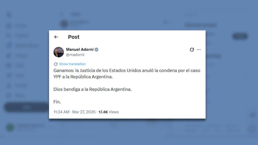 Posteo Manuel Adorni GANAMOS JUICIO DE YPF 27032026 