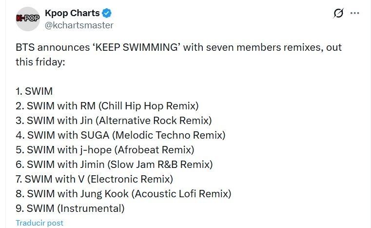 Versiones de SWIM de BTS