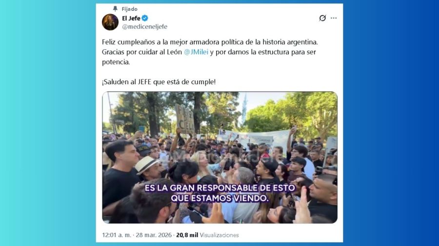 Saludo a Karina Milei por su cumpleaños número 53