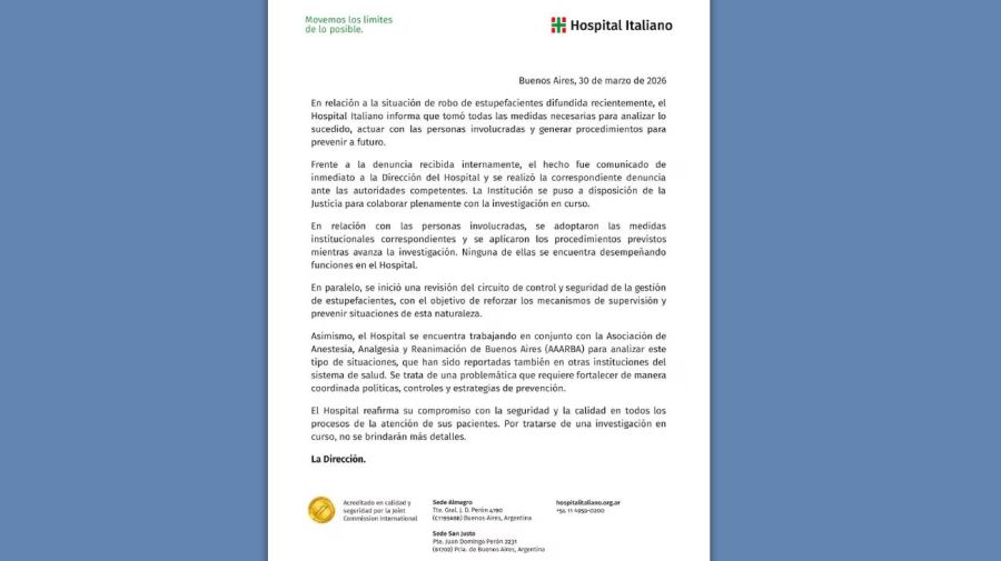 Comunicado Hospital Italiano 31032026