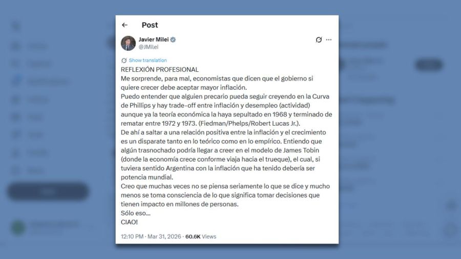 Posteo Javier Milei 31032026