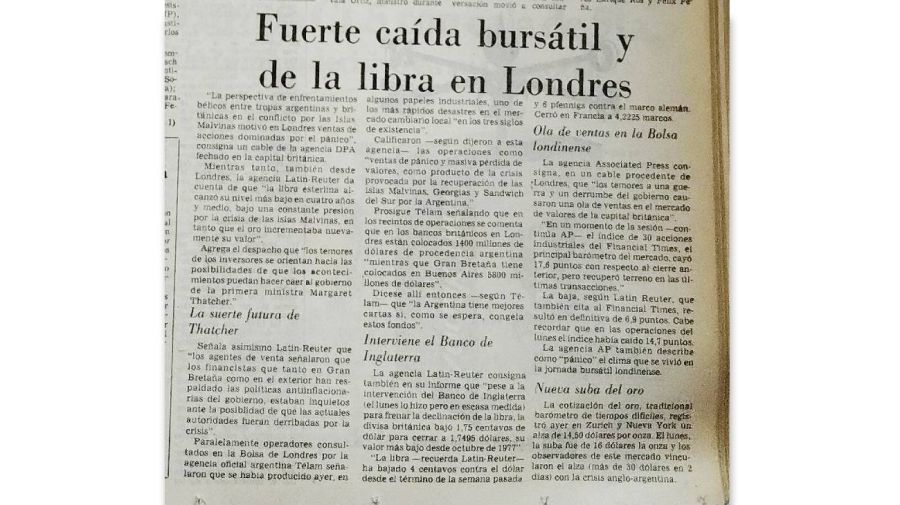 Caída bursátil y de la libra en Londres 7 abril 1982