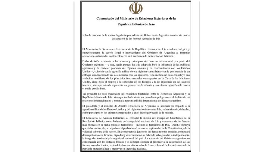 Comunicado de Irán 01042026