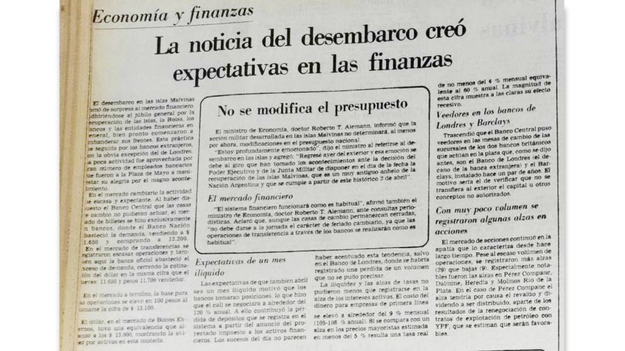 Noticias del desembarco 3 abril 1982