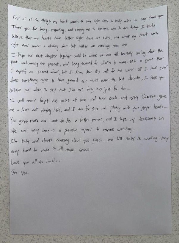 Carta de Mark tras su salida de NCT y SM Entertainment