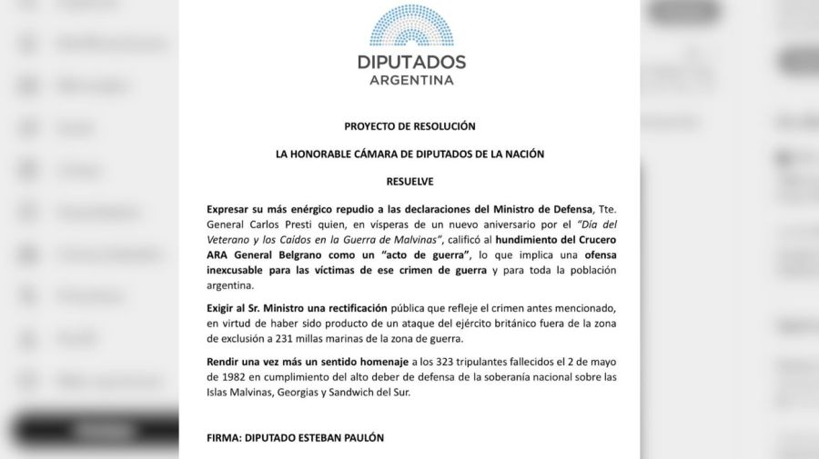 Comunicado Diputados Defensa ARA General Belgrano
