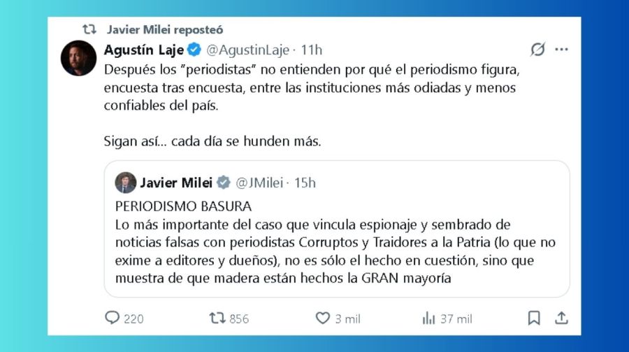 Agustín Laje sobre el periodismo: 'Sigan así, cada día se hunden más'