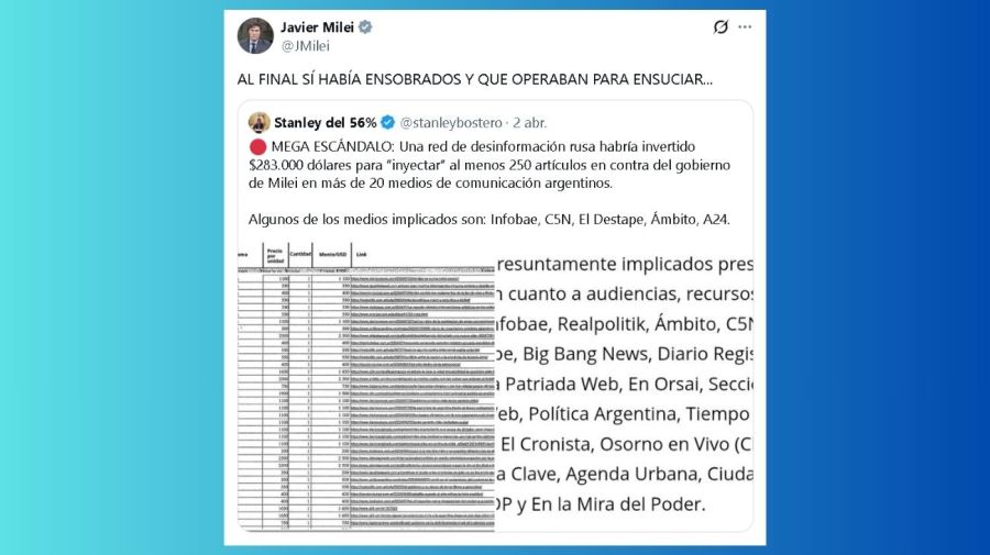 Javier Milei: 'Al final sí había ensobrados que operaban para ensuciar'