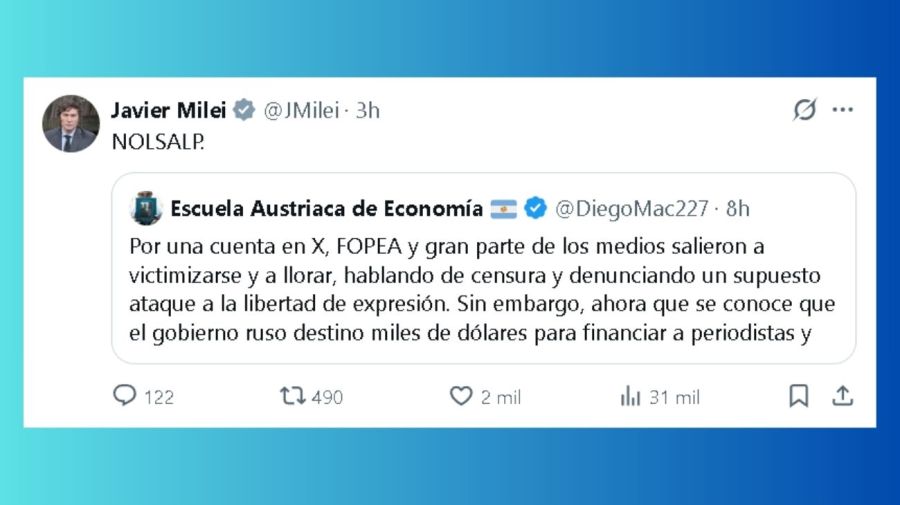 Javier Milei: 'No odiamos lo suficiente a los periodistas'