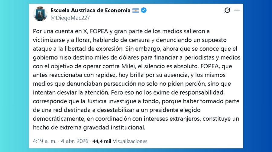 Tuit Escuela Austríaca de Economía contra FOPEA